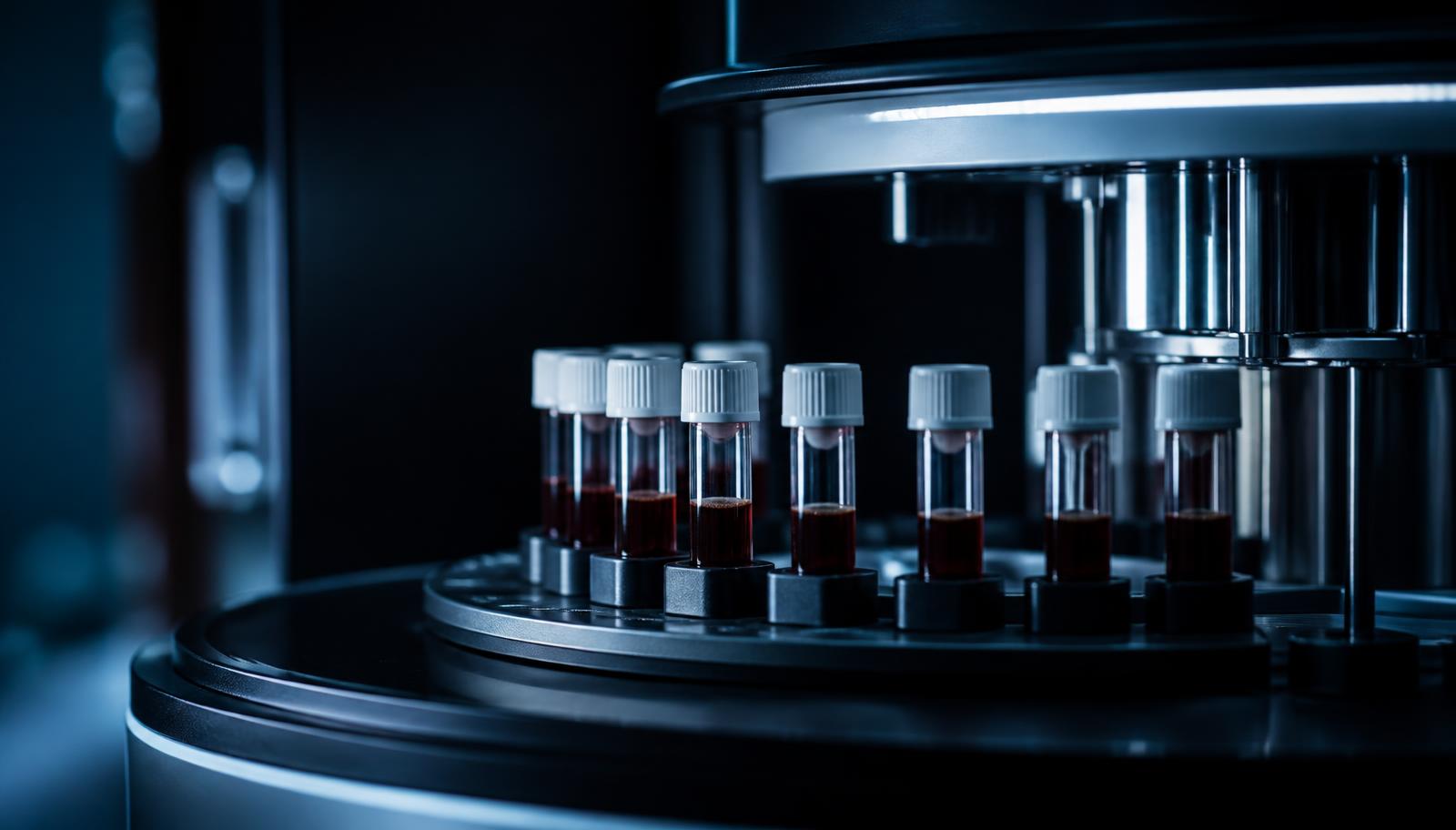 Clinical laboratory analyzer processing blood samples for hormone assay testing